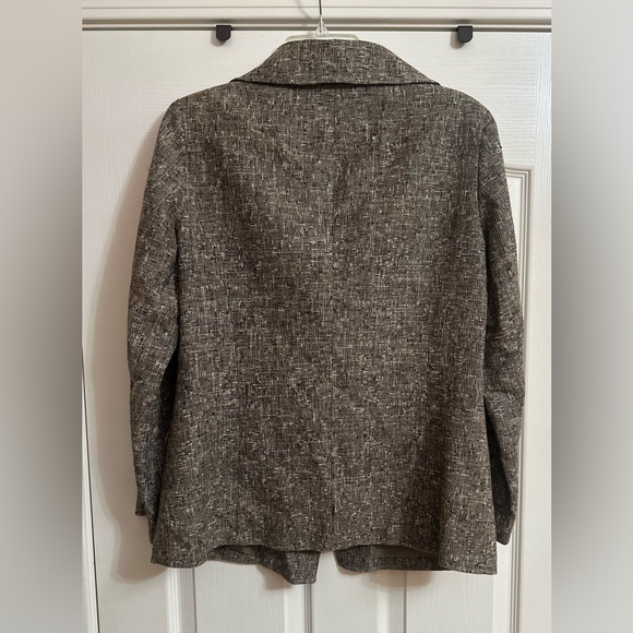 Women’s DONCASTER Silk Blend Brown Gray Patterned Button Jacket. Size 10. - Picture 6 of 7
